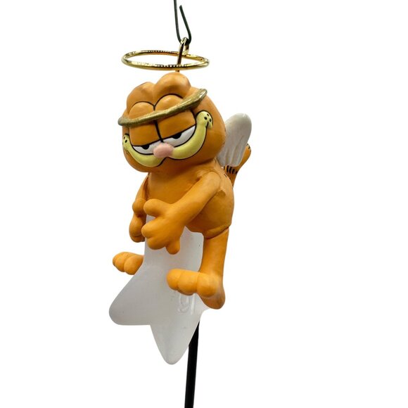 Vintage Hallmark Keepsake Ornament Garfield Angel On Star Wing Halo 1991 QX517-7 - Picture 4 of 7